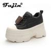 Fujin 10cm Microfiber Leather Waterproof Punk Heel Women Casual Shoe Women Platform Shoe Wedge Sneaker Autumn Zapatillas Loafers