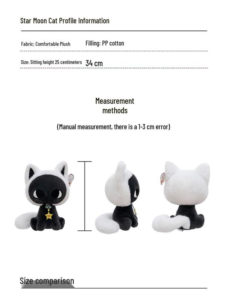 Cartoon Cat Moon Star Plush Pillow Toy for Girls