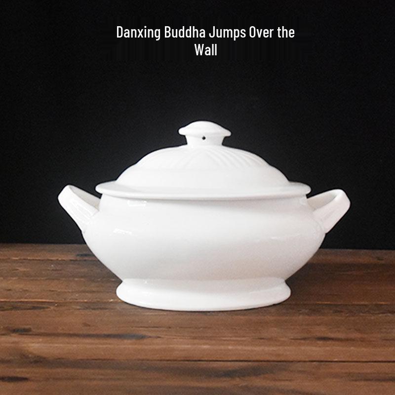 Керамический горшок для тушения с крышкой - Очень большой суповой горшок с двумя ручками для супа из птичьих гнезд и супа «Будда прыгает через стену»