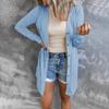 (SU)Women's Solid Color Top Long Sleeve Cardigan Single Breasted Top Light Jacket