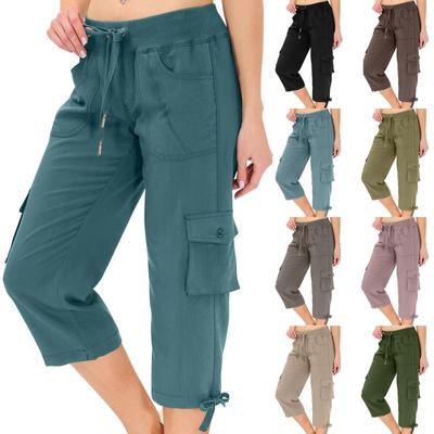 Женские капри с карманами, свободные повседневные брюки, нарядные легкие женские мешковатые брюки-карго для походов