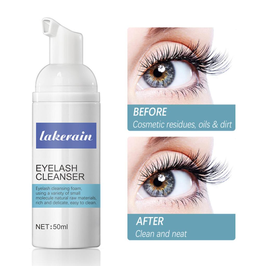 Lakerain Eyelash Wash Cleanser Shampoo 50ml Eyelashes Eyebrow Foaming Cleanser for Extensions &