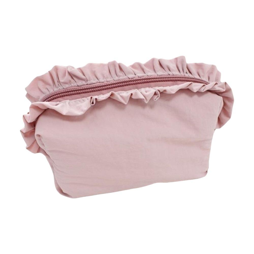 Solid Color Ruffle Makeup Bag Large Capacity Toiletry Organizer Creative Cosmetic Cases Travel