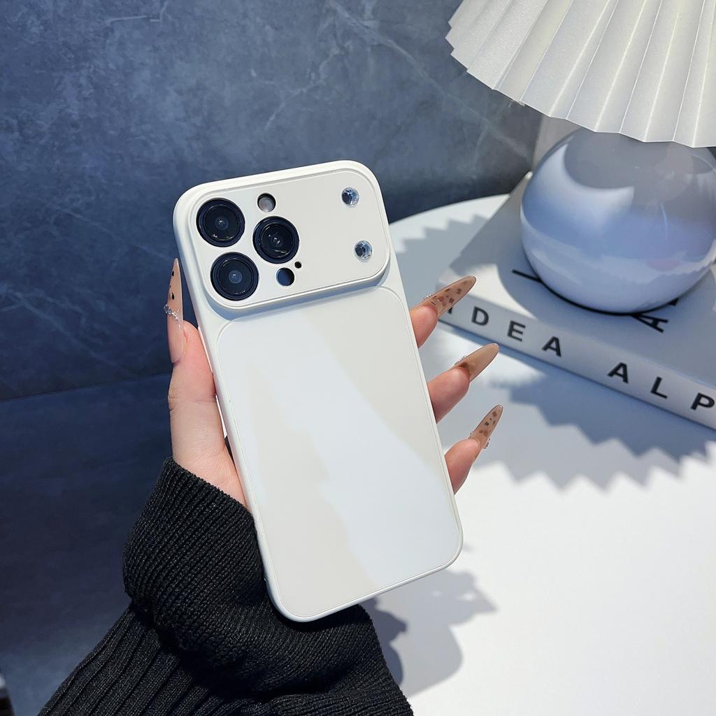 Glossy Acrylic Official Color Phone Case For iPhone 17 Air 16 15 14 Plus 13 Pro Max Large Window Camera Protection Cover
