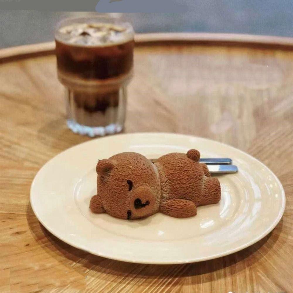 Food Grade Pudding Mold Mousse Candle Mould Dessert Tool Sleeping Bear Mold DIY
