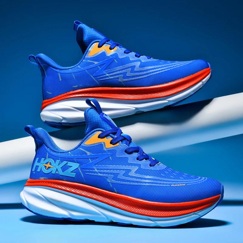 Мужская обувь для бега Кроссовки для джоггинга Уличная амортизирующая гоночная обувь Нескользящая Роскошная обувь Дышащая сетка Для пары Внедорожные кроссовки