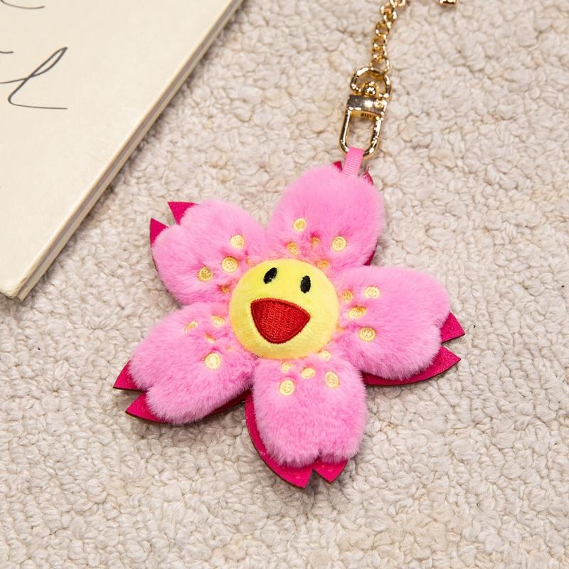 Cute Sunflower Plush Keychain Toy Stuffed Flower Soft Doll Small Pendant Keychain Fashionable Backpack Pendant Christmas Gift