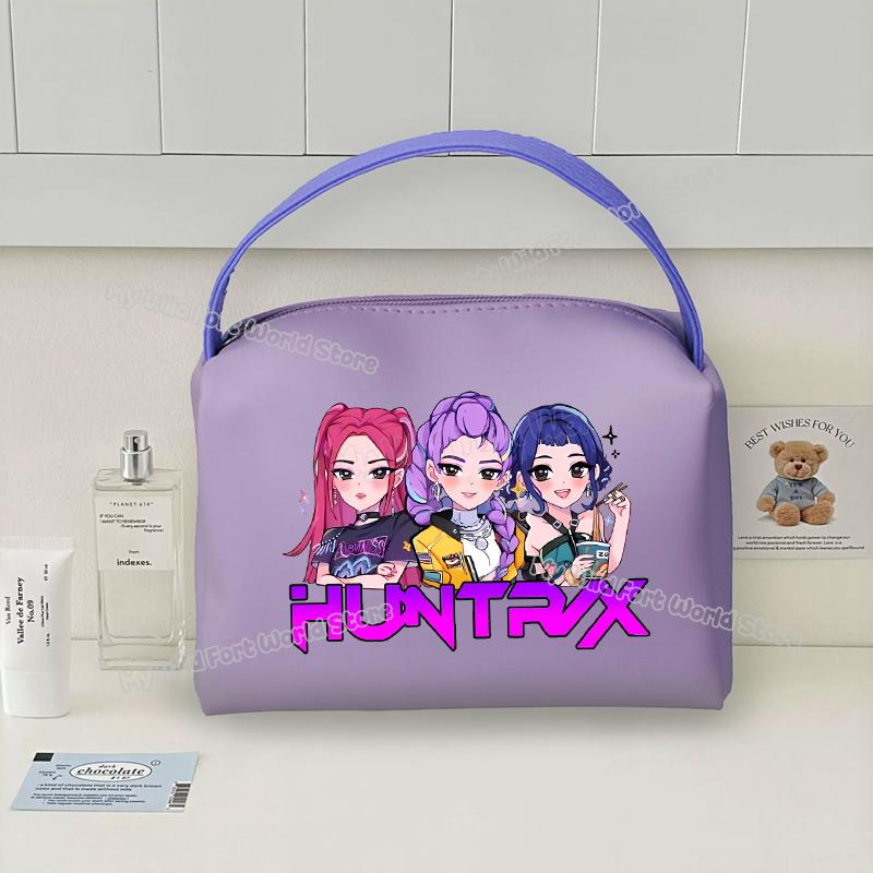 KPop Demon Hunters Handheld Make Up Bag Organizer for Women Portable Tracvel Cosmetics Handbag Waterproof Toiletry Makeup Bags