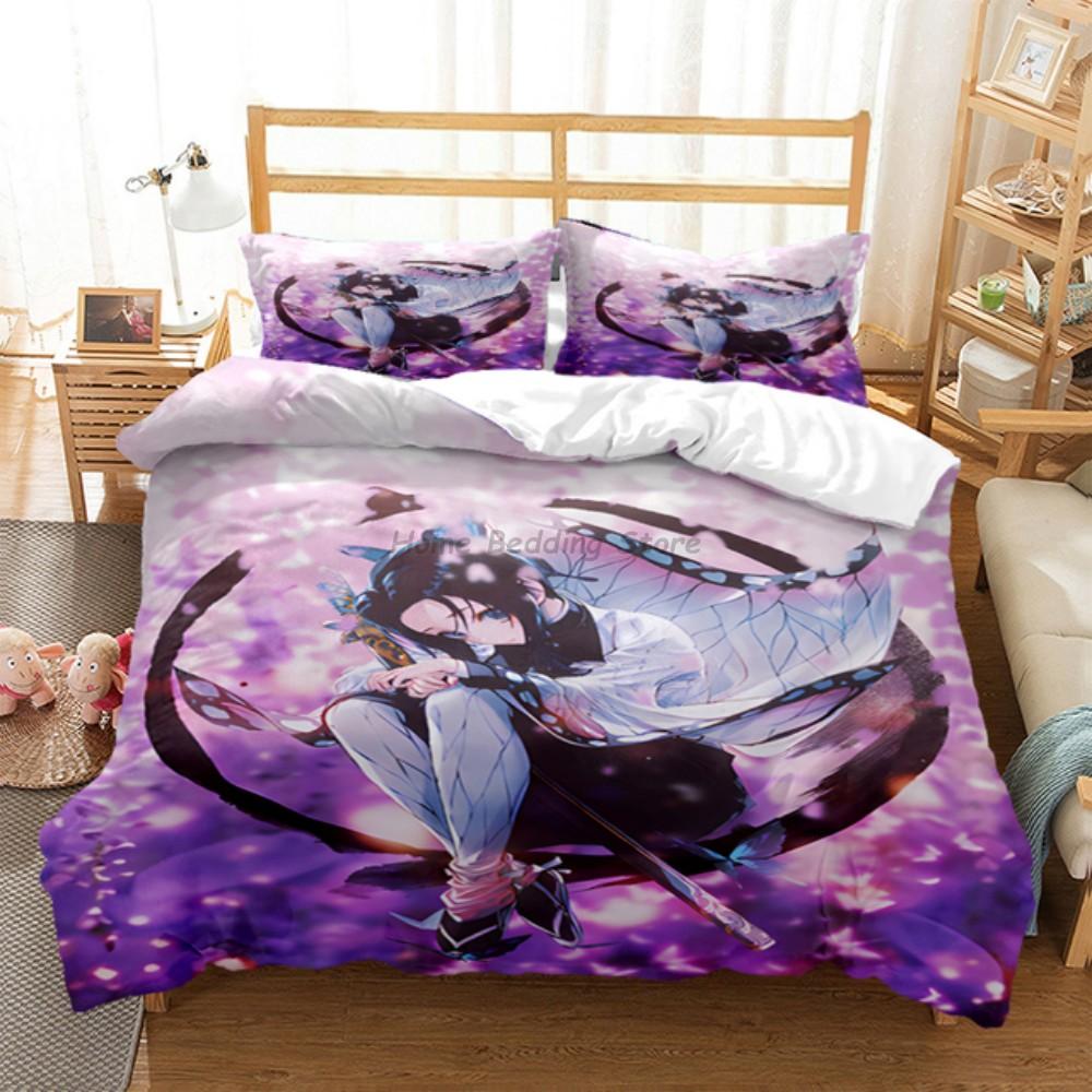 Anime Demon Slayer Bedding Set Japanese Cartoon Bed Linen 200x220 Teens Girls Twin Single Queen King Full Duvet Cover Sets