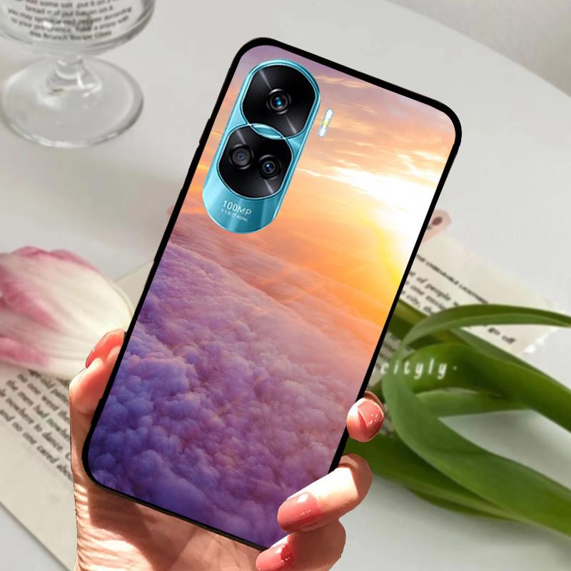 Чехол для Honor 90 Lite Honor90 Pro 5G Силиконовый Мягкий Покрашенный Черный Бампер Funda Coque для HONOR 90 Pro 90Lite Защитный Чехол