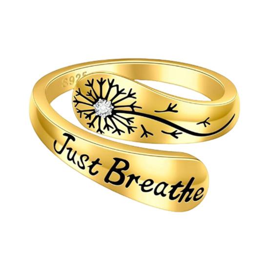 Just Breathe Dandelion Ring Adjustable Zinc Alloy Hope Ring Inspirational Dandelion Ring Encouragement Gift