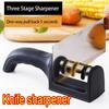 Black Kitchen Knife Sharpener Sharpening Stone Knives Household Multi Functional Hand Held Three Purpose Sharpening Kitchen Tool
