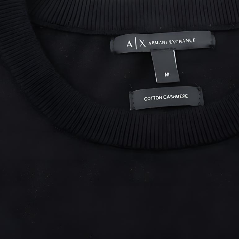 Armani Exchange Однотонный вязаный свитер с круглым вырезом Мужской свитер Черный 8NZM6A-ZM1HZ-1200