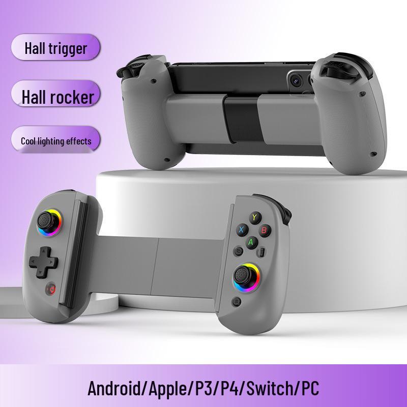 Игровой контроллер для телефона D8 RGB с выдвижной ручкой и шестиосевым джойстиком Холла для iOS, Android и Switch