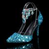 Мода Блеск Роскошь Ручная работа Полностью Стразы Женские Туфли Мода Бриллианты Кристальная Подвеска Банкет Высокие каблуки Вечеринка Выпускной Свадебная обувь