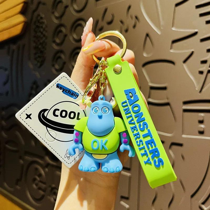 Anime Monsters University Figure Keychain Cute Mike Wazowski James P Sullivan Doll Couple Bag Pendent Kids Toy Birthday Gift