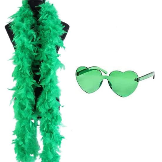 Боа из перьев индейки Пушистый боа шарф с безободковыми солнцезащитными очками в форме сердца Аксессуар для костюма на Хэллоуин Рождество для женщин девушек