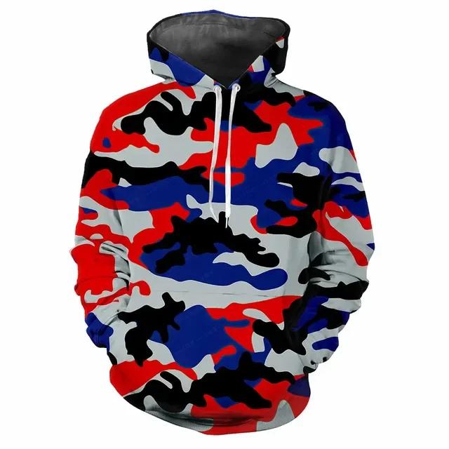 Trendy Men's Hoodie Printed Camouflage Patterns Digital Printing Casual Long Sleeved Hooded Thick Fabric Tops
