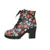 Осень-зима Большие размеры женские короткие сапоги с грубым каблуком и черепом удобные теплые круглые сапоги на высоком каблуке Martin Boots 36-42