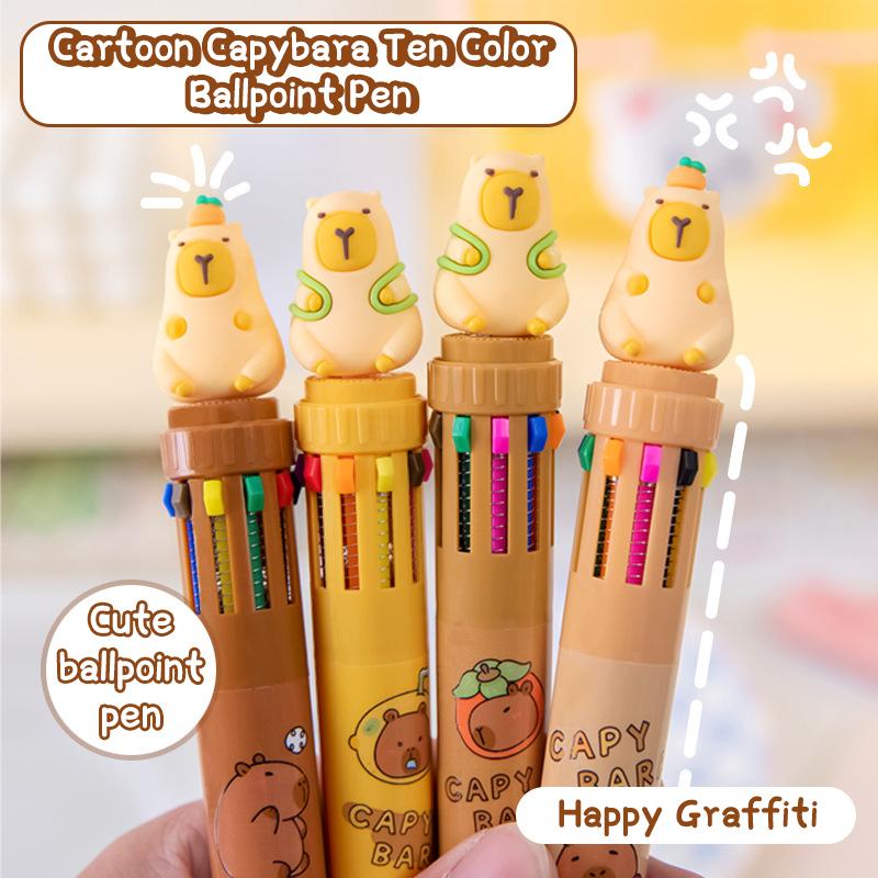 Шариковая ручка Animal 10 цветов Kawaii Cute Cartoon Capybara Signature Pen Школьные канцелярские принадлежности для письма Детский подарок