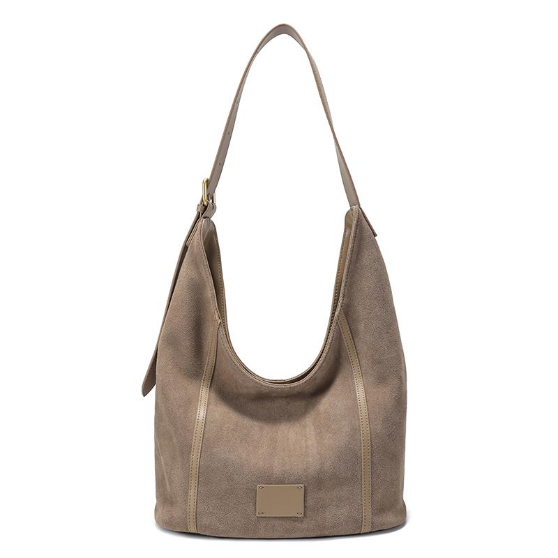 Ladies Suede Cow Genuine Leather Underarm Bags Women Soft Cowhide Vintage Shoulder Bag  Female Fashi Luxury Designer Handbags