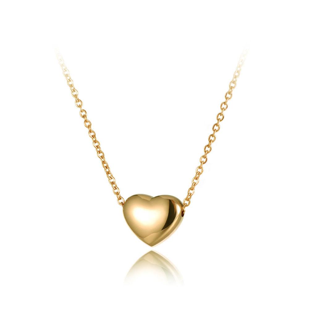 Lokaer Titanium Stainless Steel Love Heart Pendant Necklace Jewelry Rose Gold Color Chain Link Wedding Necklace for Women