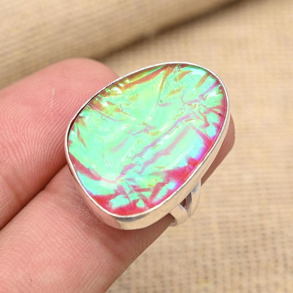 Ювелирные изделия из кольца из стерлингового серебра 925 пробы с красным австралийским тройным опалом ручной работы на Рождество