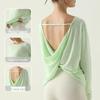Women's Twisted Back Long-Sleeve Yoga Top - Loose, Breathable Sports Blouse for Running and Fitness