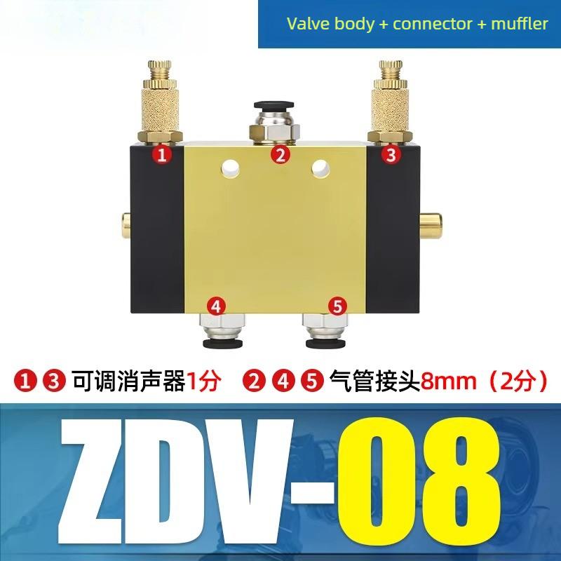 ZDV-08 Two-position five-way directional valve Automatic Speed Regulating Valve for Pneumatic Cylinder CNC Machine