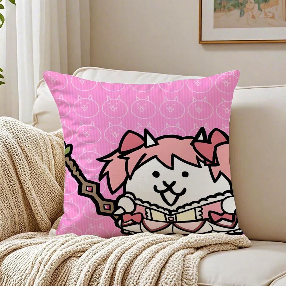 Tower Defense Japanese Game BBattle Cats Cushion Cover Pillowcase Antidustmite living Room Sofa Decor Cushion Room