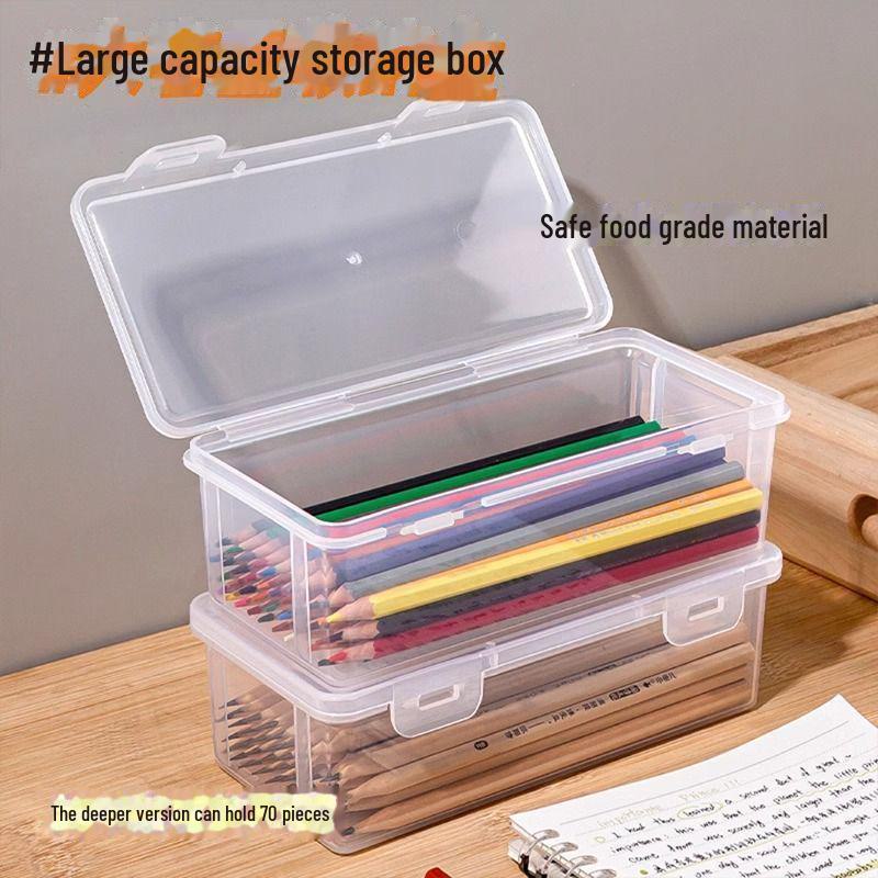 Большая вместительная прозрачная пенал с держателем для цветных карандашей, мелков и принадлежностей для рисования