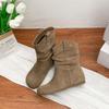 Зима новые ботфорты на платформе интернет-знаменитости, ретро квадратные короткие ботинки, осень и зима 2025 новые корейские ботинки-носки, эластичные ботинки на мягкой подошве