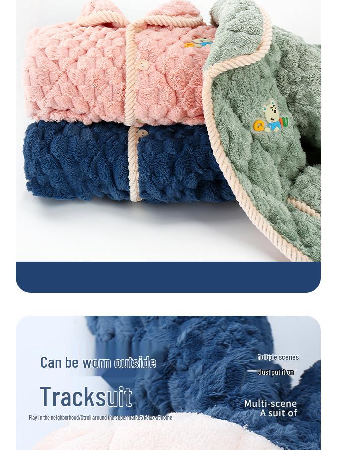 Детская зимняя фланелевая пижама: Толстый коралловый флис, трехслойный стеганый, комплект для родителей и детей