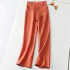 Women Cotton Linen Casual Wide Leg Pants High Waist Women Baggy Straight Trousers Vintage Ankle-length Pantalones Summer Sweatpant
