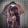 Men's T-shirt 3D Printed Anime Goddess Back Tattoo Print T-shirt Casual Loose Short Sleeved T-shirt Men's Home Y2k Clothing Tops