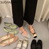 Fashion SUOJIALUN Women Flat Shoes Fashion Round Toe Shallow Slip On Ladies Soft Ladies Mary Jane Ballerinas Flat Heel Casual Ballet Sho