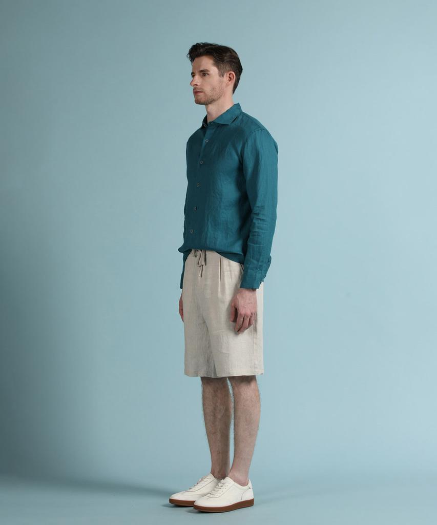PANICALE Oatmeal Drawstring Linen Shorts (Type B)
