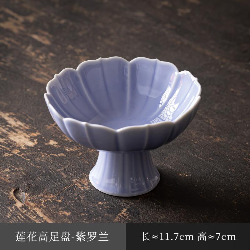 Китайская керамическая тарелка для фруктов на высокой ножке, тарелка для закусок в стиле дзен, тарелка для выпечки Будды, изысканная тарелка для закусок на высокой ножке, помолвочная тарелка