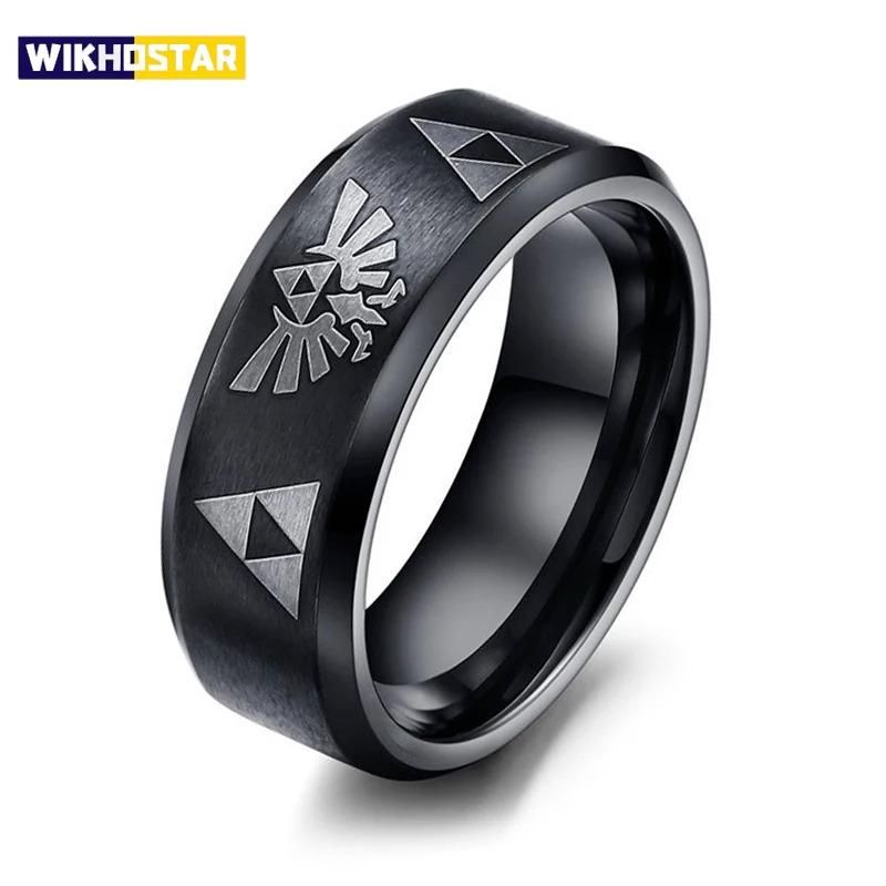 Модное аниме кольцо с символом треугольника Трифорс для мужчин и женщин, из нержавеющей стали, для пальцев, для косплей-вечеринок, ювелирные изделия, подарки