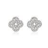 Korean Luxe Full Diamond Four-Leaf Clover Earrings - Elegant, Simple Design