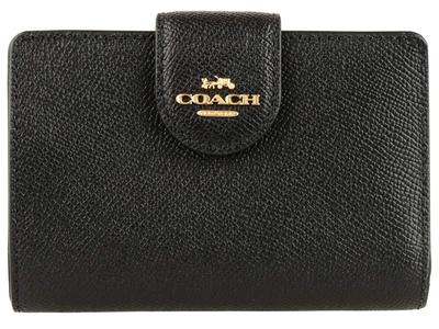 Кошелек складной кожаный кошелек Bifold Outlet MEDIUM CORNER ZIP WALLET 6390 C0082 C3454 COACH женский (черный) [Элемент]