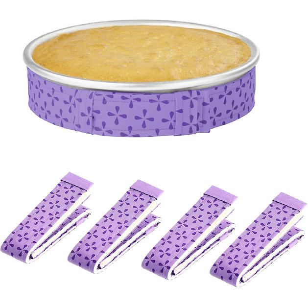 Growtail 4 Pcs Bake Even Strip,Cake Pan Strips, Cake Pan Dampen Strips, Super Absorbent Thick Cotton,Keeps Cakes More Level and Prevents Crowning