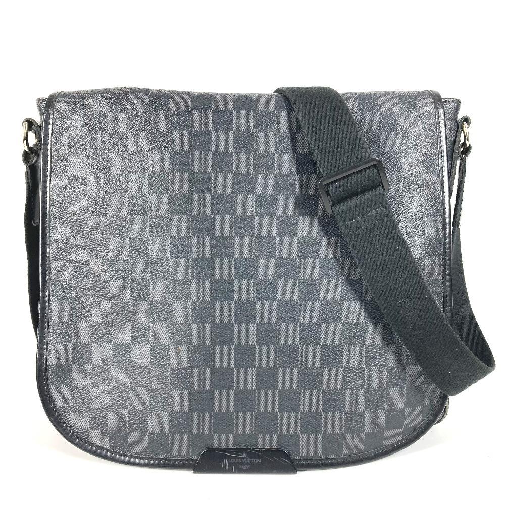 Louis Vuitton N58029 Damier Graphite Daniel MM Messenger Shoulder Bag Black
