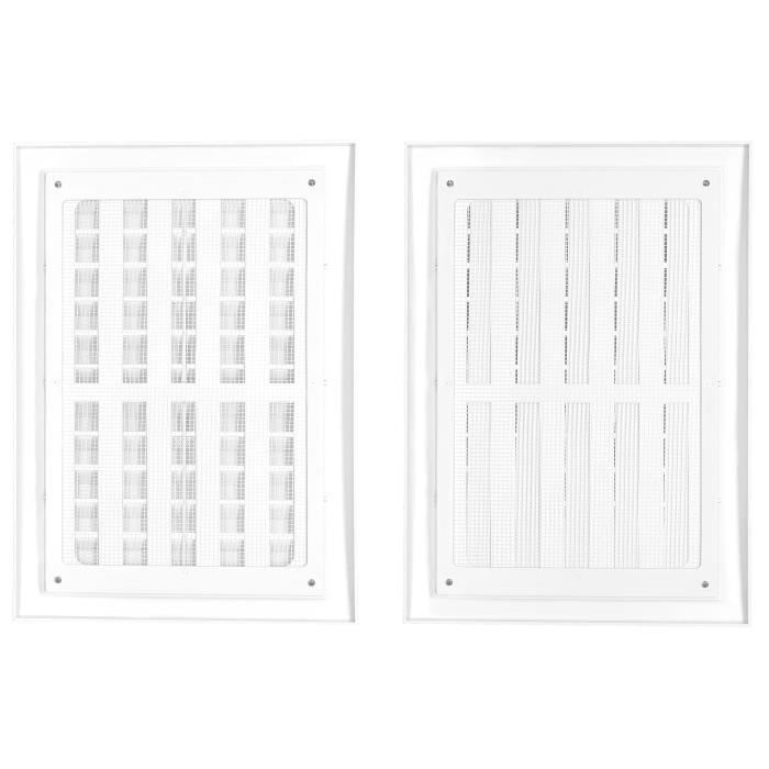 Grille d'aération KOTARBAU - 180 x 250 mm - Plastique blanc - Lamelles réglables - Moustiquaire