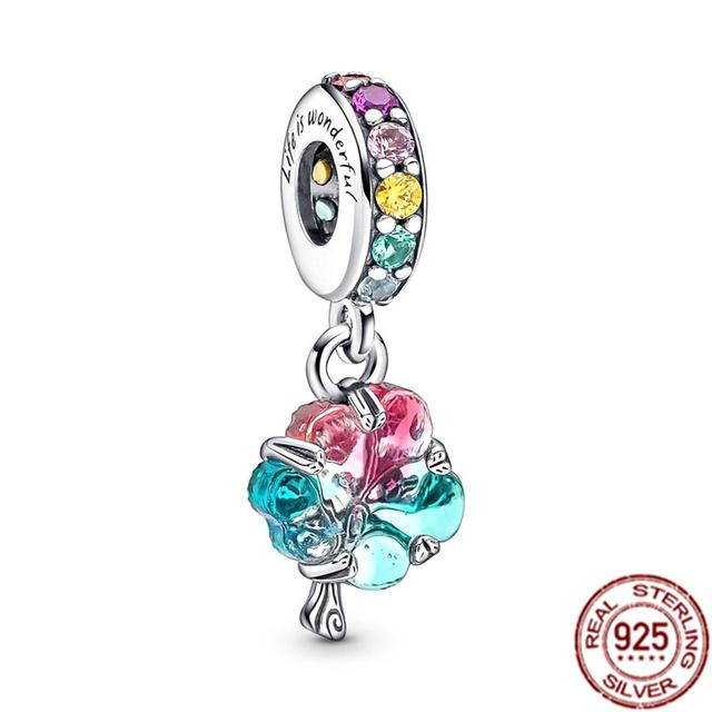 Подвеска-клипса, подвеска из стерлингового серебра 925 пробы, подходит для браслета, женский ювелирный подарок, красочный единорог, радуга