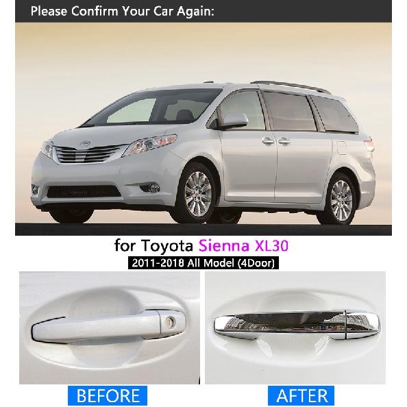 Chrome Car Door Handle Cover Pad For Toyota Sienna XL30 2011 2012 2013 2014 2015 2016 2017 2018 Car