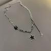 Korean Fashion Black Star Pentagram Pendant Titanium Steel Chain Choker Necklace For Women Men Punk Rock Y2K Jewelry Accessories