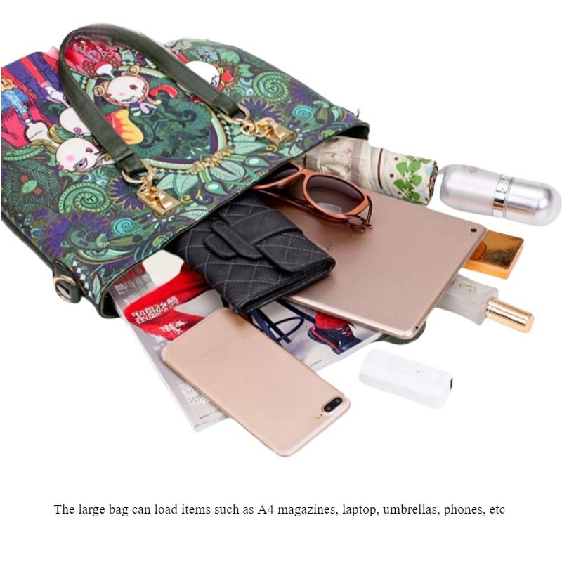 Модный креативный лесной стиль, цифровая печать, комплект женских сумок из 6 предметов, сумка с рисунком персонажа в стиле ретро, ​​сумка через плечо, сумка-тоут, кошелек и сумка для ключей