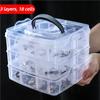 Multi Functional 3-layer 18 Grid Portable Plastictransparent Storage Box for Jewelry Hair Accessories Practical Storage Box