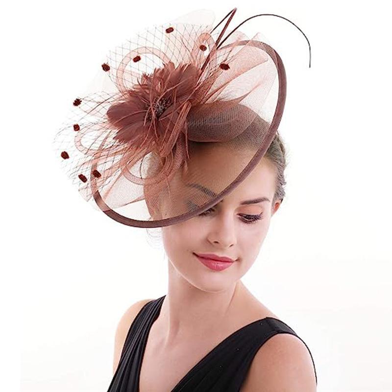 Bridal Headgear Retro Mesh Top Hat Feather Hair Accessories Hairpin Top Hat Headband Exaggerated